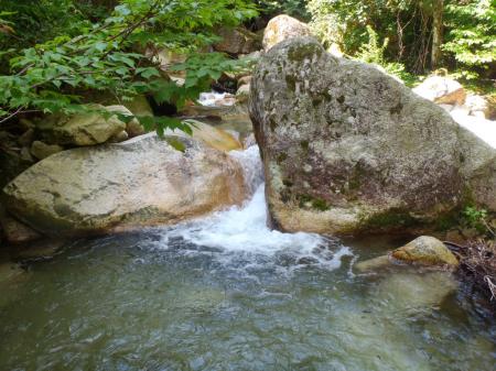 やっと入渓できる！でも、ここまでの数十分が暑くてバテバテ状態