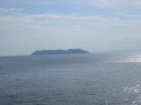 道路から海を撮影。見えてる島は沼島かな！？