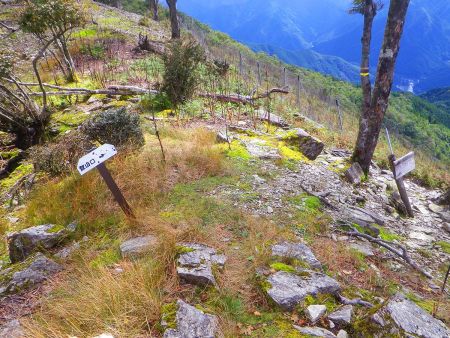 尾根の取り付きまで戻ってきた。ガスがはけて展望がある