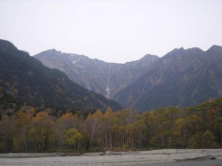 穂高はもう雪が降ったのか少し白くなってるね