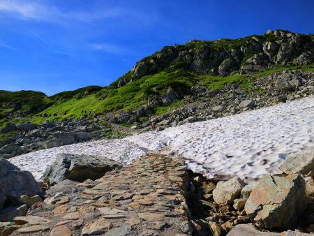 雪渓があったけどアイゼンとか必要ない