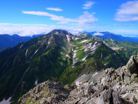 剱岳からの展望見納めで撮影。本当に北アルプスって感じがする