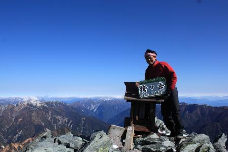憧れの槍ヶ岳で記念撮影