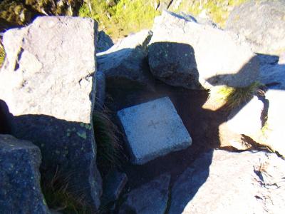 これが白根山山頂三角点か！？でかいな・・・