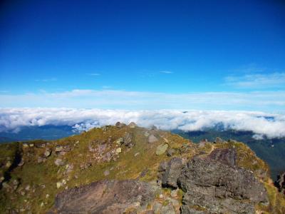 山頂からみる景色は完全に雲海になっていた。これはこれで最高！！