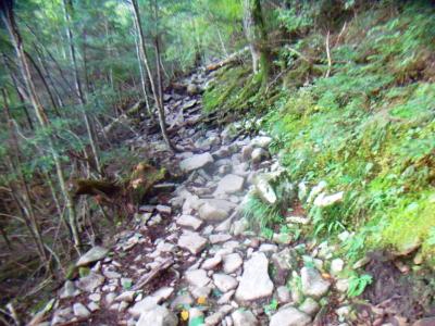 しばらくはトラバースが続くがガレ場もある