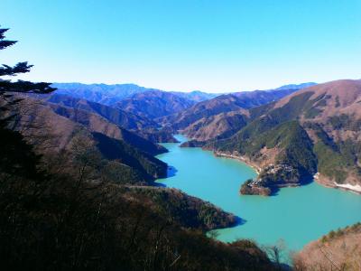 サス沢山(940m)から奥多摩湖を望む。看板とかなかったけど、間違いなくこの付近がサス沢山