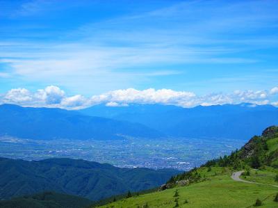 山頂から見た市街地。松本市街だろうか。夜景にはちょっと遠いね