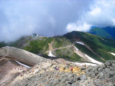 さて、目的は達成したので下っていくが、結構雲がでてきた。このままだとガスるな