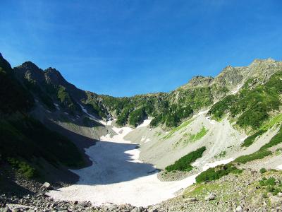 雲一つない晴天の涸沢カール。皆、この日もあの稜線に立ちたいと言ってたけど日程的にヤマレコメンバーは下るらしい