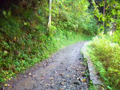 まずはこういった砂利道が続く