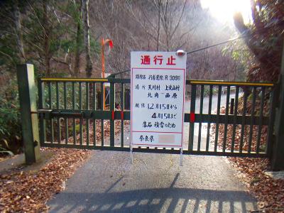 もう少し早い時期に来ていれば通行止めじゃなかったんだけど、仕方なくゲートを越えて道路を歩くか