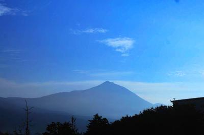 行きのバス内から撮影した磐梯山。いつか冬に登ってみたい