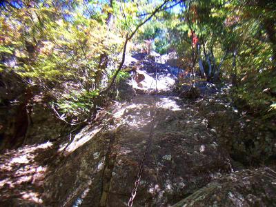 再びクサリ場。登ったり下りたり楽しいけどちょっとキツい