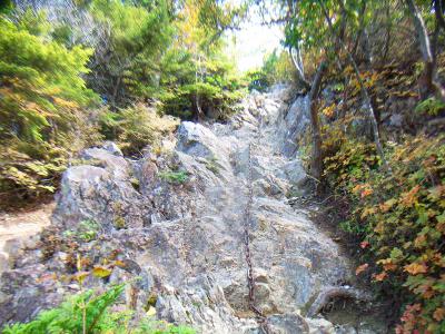 またまた今度は長いクサリ場。ここの斜面はそこまでじゃないけどアップダウンが続いて疲れがでてきた