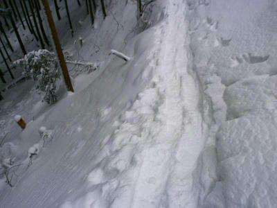 新道コースの滑落しやすい箇所