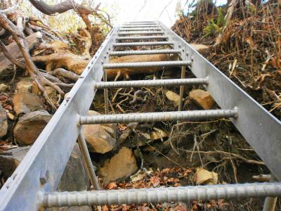 なんだこの急な梯子。実は今回のルートこういうのがいくつかあった