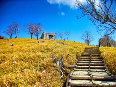 日出ヶ岳の山頂にある展望台が見えた