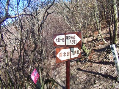 鞍掛峠に到着。鞍掛峠は三国岳との分岐点となっているが、今回は鈴北岳のほうへ行く