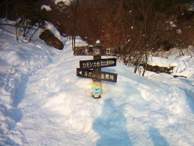 大山口。本当は青ガレ経由で行こうと思ったけど雪の量が多かったのでダケ道で行くことにした