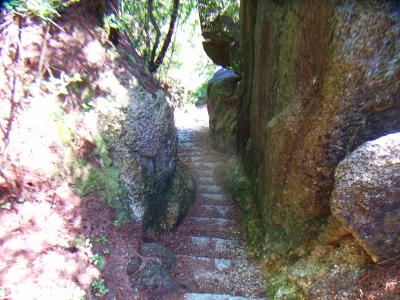 岩の間に階段がある。これは珍しいかも