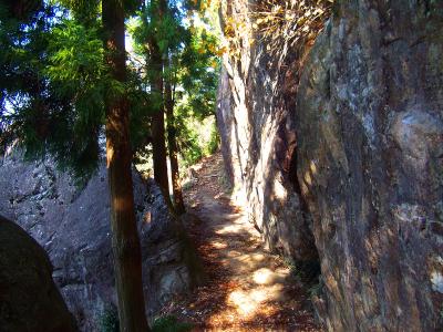 こういう岩の間を通り抜ける道もある