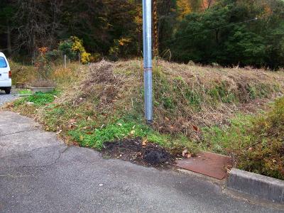 下って道路に出た場所。こちら側からは道標もない。逆側の草野駅からも登れるけど、こっち側からだとわかりにくいね
