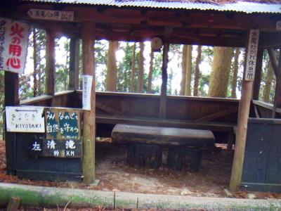 水尾分岐の休憩所。山頂から再びここに戻って水尾のほうに向かう