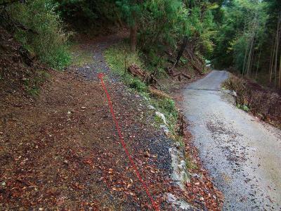 下っていくとこのような場所があるのでここが青貝山への登山道入り口となる