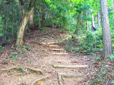 きゅうざかの道は階段が連続して続く