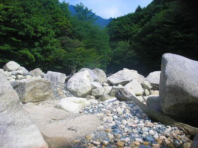 ダムのところから入ってこの付近から入渓。水遊びの始まり