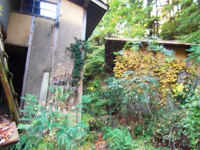 廃墟をぐるりと巻く道をいく