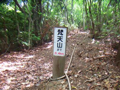 梵天山まで0.4km。あともう少し