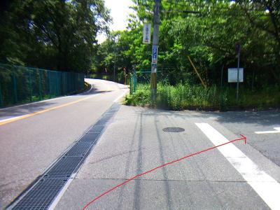 バス停より諭鶴羽橋を渡ってすぐ右折してエデンの園のほうへ向かう