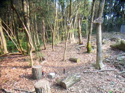 二つの電波反射塔の間付近にある根古峰の三角点と山頂。点名は加賀田というらしい