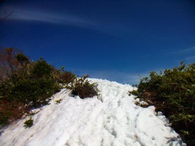 前大日の登り返し。これをスキー担いで登るのが少し厄介だった