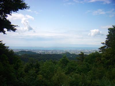 お菊山からの展望。関西国際空港とりんくうタワーが見える