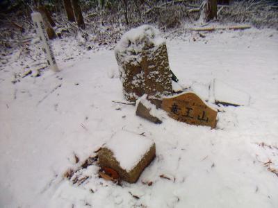 竜王山山頂(510m)に立ち寄って到着。山頂三角点までは雪に埋まってなかった