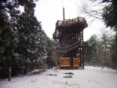竜王山展望台にきてみた。少し草が出てるのが残念だけど白銀の広場だった
