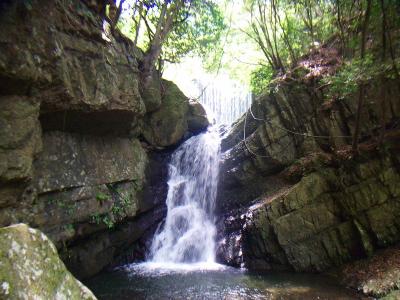 綿流ノ滝。落差があまりなかったが水量や迫力はすごかった