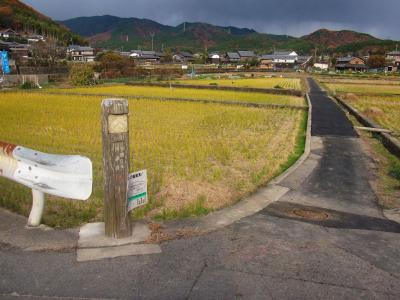ここが少しややこしくて見落としやすいが田んぼの真ん中の道を通っていく