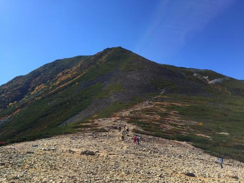 最後の常念岳のピークを撮影