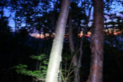 明るくなってきた！夜明けの青と赤と南アルプスのコラボレーション。ブレてるけど、色はめっちゃ綺麗だった