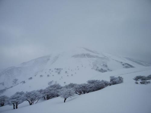 竜ヶ岳のピークは見えたけどまだまだ遠い。ここまで吹き付ける風と雪で顔が痛く、ラッセルや重い雪歩きで足を痛めたしヘトヘト。誰かが敗退というのかと思ったら誰も言わず、黙って付いていくしかない！