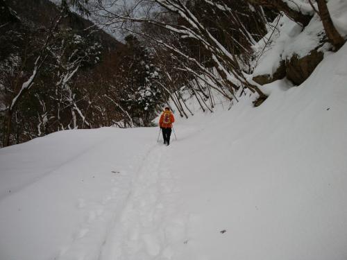 林道スタート。トレースはずっと付いていた