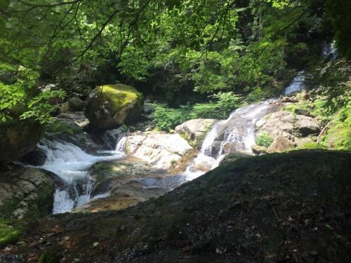 箱状廊下の上部にある連続する滝