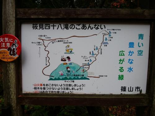 筱見四十八滝の案内版をみて