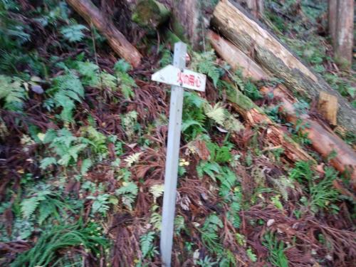 途中にあった火の用心。関電道をえっちら登っていく