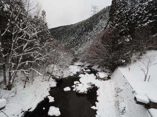 沢に積もる雪、これもいいね～