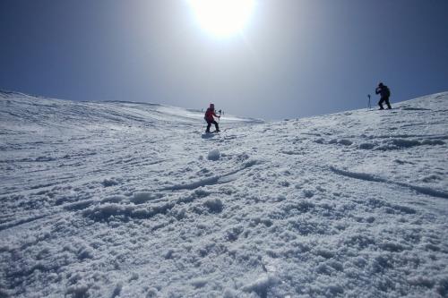 スキーで下っていきます